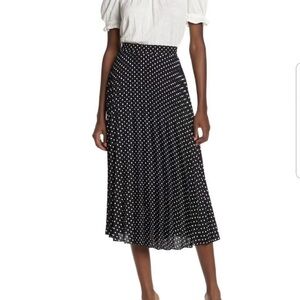 MAX Studio Black/White Polka Dot Pleated Skirt